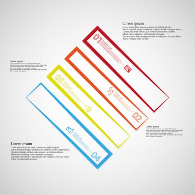 Infographic şablon rhombus şeklinde dört renk parçalara bölünmüş