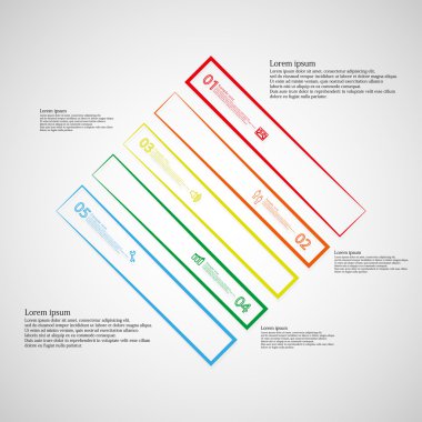 Infographic şablon rhombus şeklinde beş renk parçalara bölünmüş