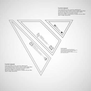 Infographic şablon üçgen şeklinde üç siyah parçalara bölünmüş