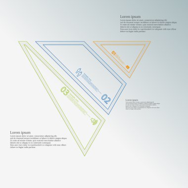 Infographic şablon üçgen şeklinde üç renk parçalara bölünmüş