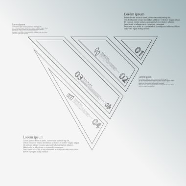 Dört gri Çift Kişilik kontur öğeleri tarafından oluşturulan üçgen Infographic şablonu