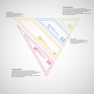 Dört renk çift kontur öğeleri tarafından oluşturulan üçgen Infographic şablonu