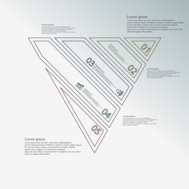 Beş renk çift kontur öğeleri tarafından oluşturulan üçgen Infographic şablonu