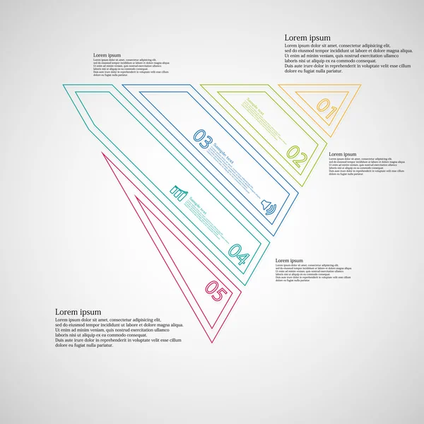 Beş renk çift kontur öğeleri tarafından oluşturulan üçgen Infographic şablonu