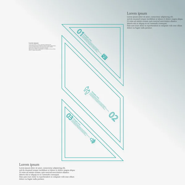 Plantilla de infografía de barra dividida en tres partes azules — Vector de stock