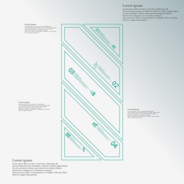 İllüstrasyon şablonuyla çarpık bar için beş mavi bölüme özetliyor ayrılmıştır.
