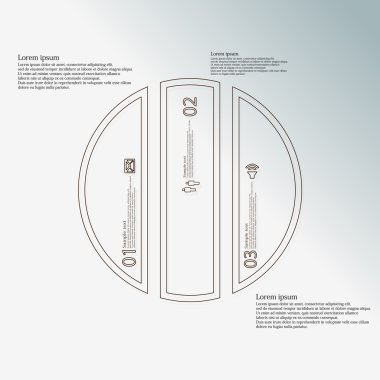 İllüstrasyon çember şablonuyla dikey olarak üç kahverengi bölümü ana hatları bölünmüş.