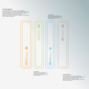 Örnek şablon Meydanı ile dikey olarak dört renk bölümlerine ana hatları bölünmüş.