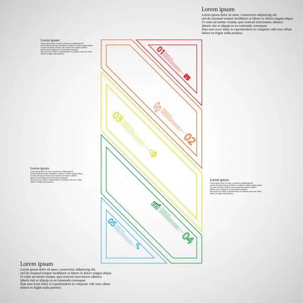 Plantilla de ilustración con barra askew dividida en cinco partes de color de los contornos — Vector de stock