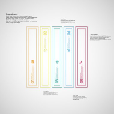 Çift anahat ile beş renk bölümlerinden oluşturulan şekil Infographic kare