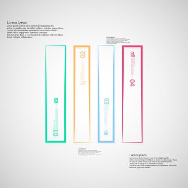 Dört renk parçaları dağılımı ile oluşturulan şekil Infographic kare