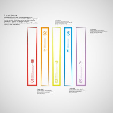 Kontur ile beş renk bölümlerinden oluşturulan şekil Infographic kare