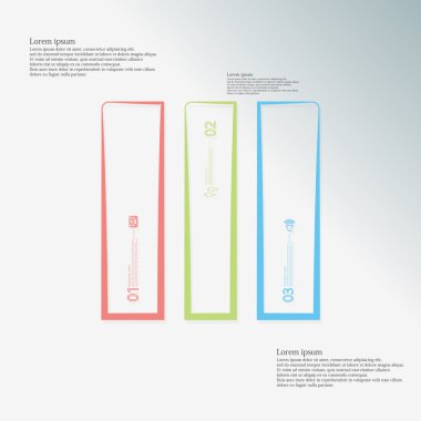 Üç renk parça kontur ile oluşturulan şekil Infographic kare