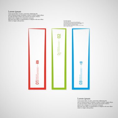 Üç renk parça kontur ile oluşturulan şekil Infographic kare