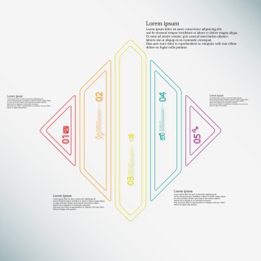 Rodos İllüstrasyon infografik şablonu çift anahatlar tarafından oluşturulan beş renk parçalara bölünmüş