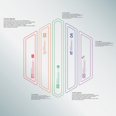Altıgen çizimi Infographic şablonu Çift Kişilik özetliyor tarafından oluşturulan beş renk bölümlerine bölünmüş