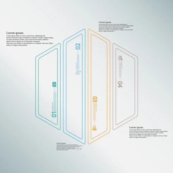 Modello infografico Hexagon Illustration diviso in quattro parti a colori create da doppi contorni — Vettoriale Stock