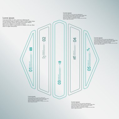 Beş mavi bölümlerine Çift Kişilik özetliyor tarafından oluşturulan sekizgen illüstrasyon Infographic şablon bölünmüş