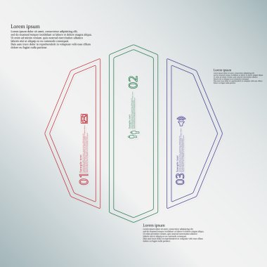 Sekizgen illüstrasyon Infographic şablonu Çift Kişilik özetliyor tarafından oluşturulan üç renk bölümlerine bölünmüş