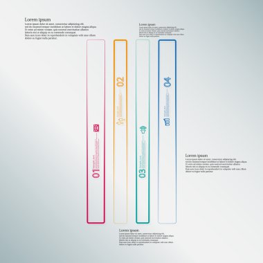 Çubuk İllüstrasyon bilgi grafiği şablonu anahatlar tarafından oluşturulan dört renk parçasına bölünmüş