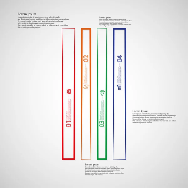 Инфографический шаблон Бар Иллюстрация, разделенный на четыре цветные части, созданные контурами — стоковый вектор