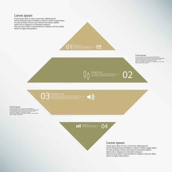 Plantilla infográfica rombo consta de cuatro partes marrones sobre fondo azul — Vector de stock