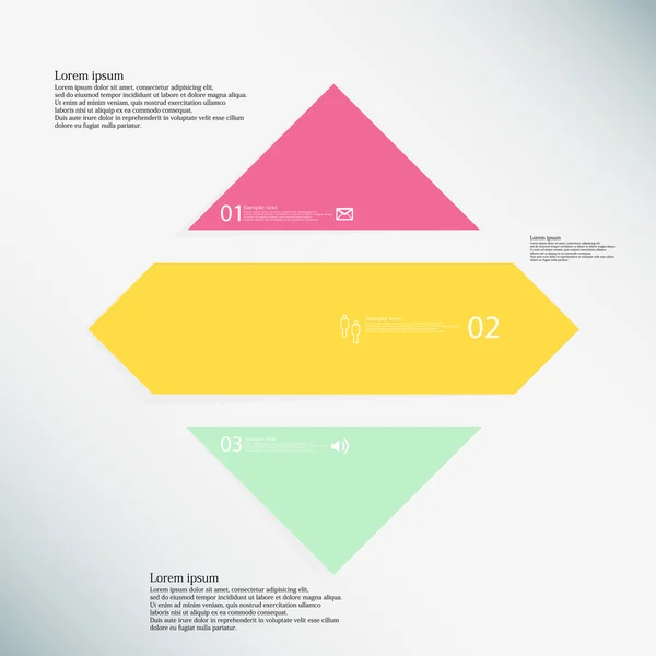 Plantilla infográfica rombo consta de tres partes de color sobre fondo azul — Vector de stock