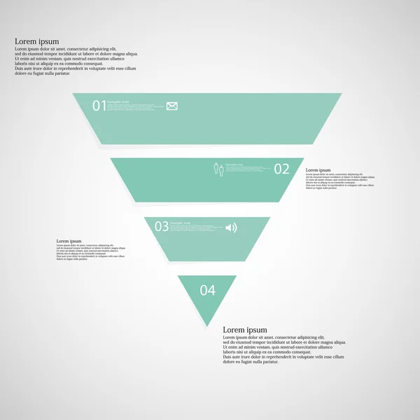 Trojúhelník infographic šablona se skládá ze čtyř částí modré na světlé pozadí — Stockový vektor