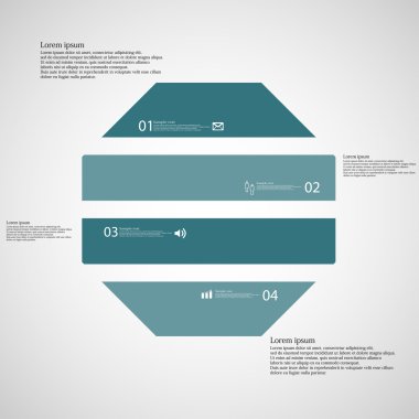 Sekizgen illüstrasyon şablonu, ışık arka plan üzerinde dört mavi bölümden oluşur