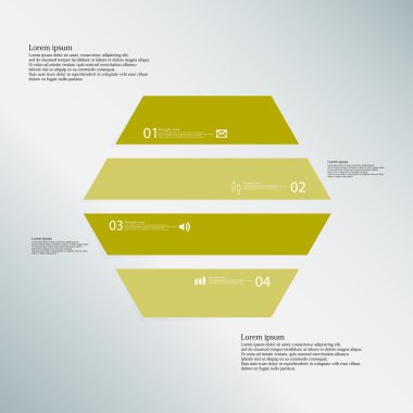Altıgen illüstrasyon şablonu, mavi zemin üzerine yeşil dört bölümden oluşur