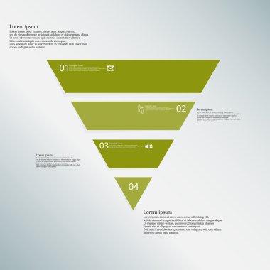 Üçgen çizim şablonu mavi zemin üzerine yeşil dört bölümden oluşur