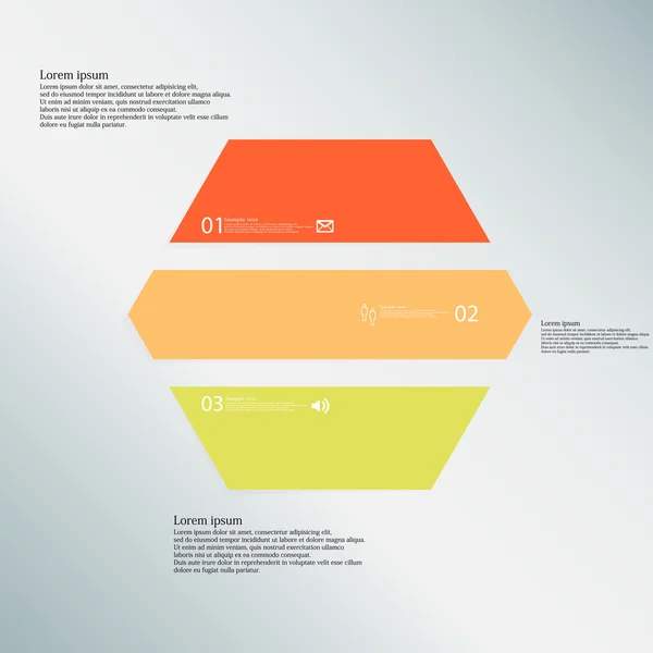 Hexagon illustration template consists of three color parts on blue background — Stock Vector