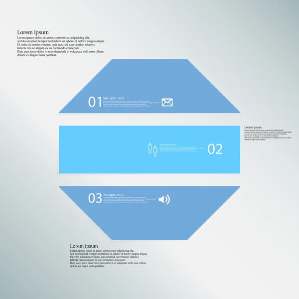 Octagon illustratie sjabloon bestaat uit drie blauwe delen op blauwe achtergrond — Stockvector