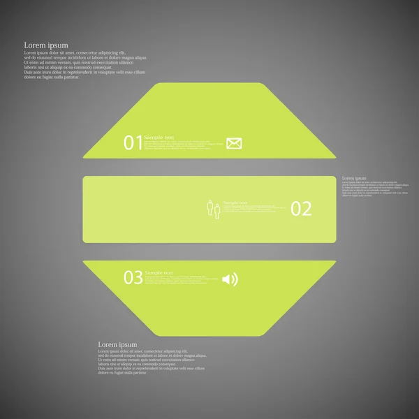 Octagon illustratie sjabloon bestaat uit drie groene delen op donkere achtergrond — Stockvector