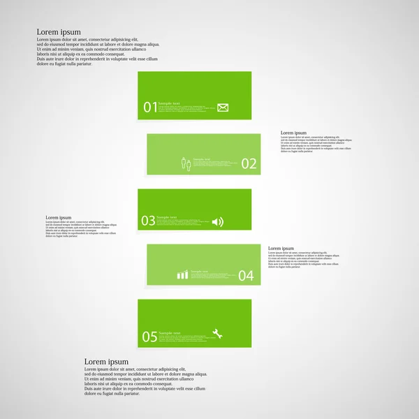 Plantilla de ilustración de barra consta de cinco partes verdes sobre fondo claro — Vector de stock