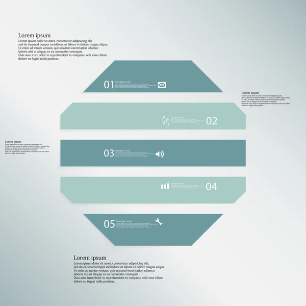 Octagon illustration mallen består av fem blå delar på blå bakgrund — Stock vektor