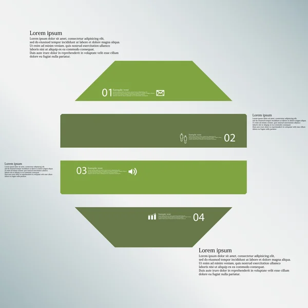 Oktagon Illustrationsvorlage besteht aus vier grünen Teilen auf blauem Hintergrund — Stockvektor
