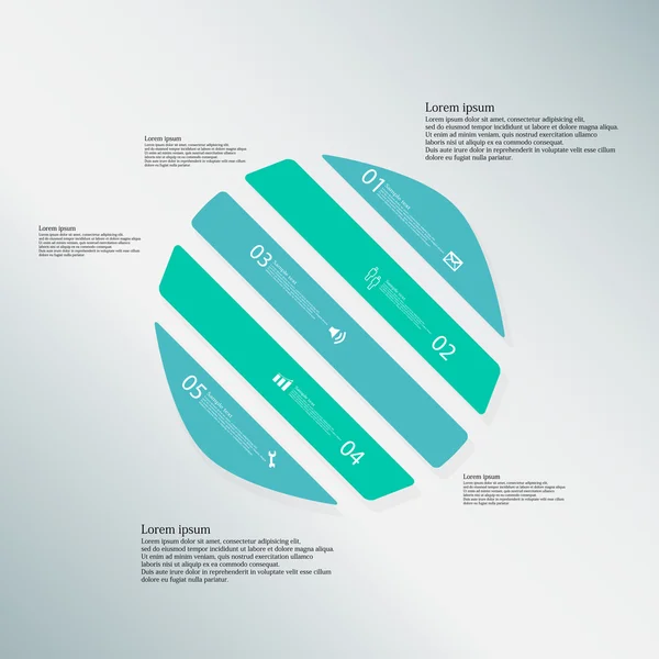Modello di illustrazione cerchio è costituito da cinque parti blu su sfondo blu — Vettoriale Stock