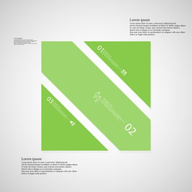 Üç yeşil parçalar üzerinde açık renkli kare çizim şablonu oluşur