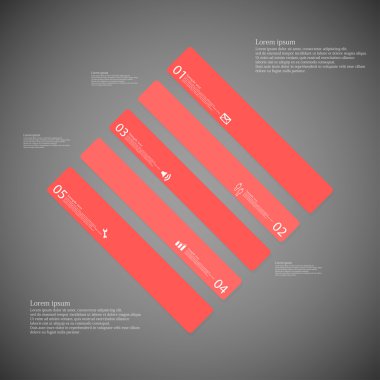 Rhombus illüstrasyon şablonu, koyu arka plan üzerinde kırmızı beş bölümden oluşur