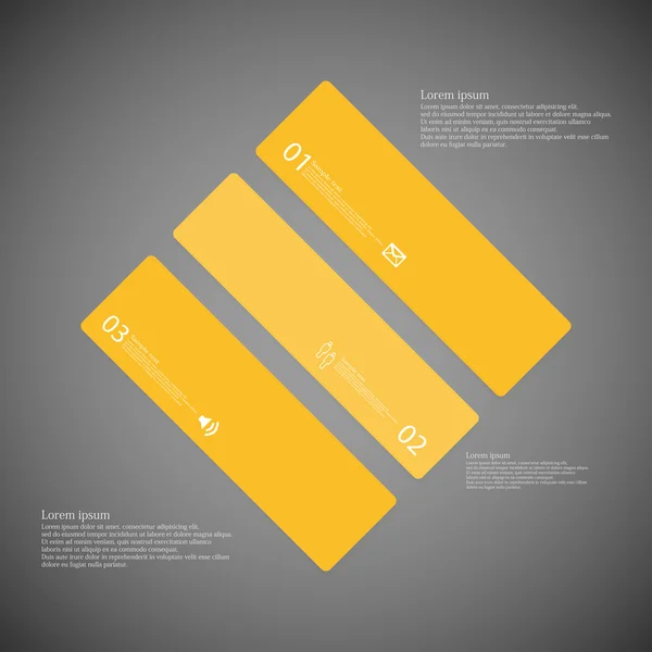 Rhombus illustration template consists of three orange parts on dark background — Stock Vector