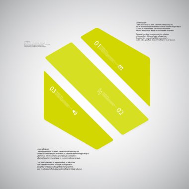 Altıgen illüstrasyon şablonu, açık renkli üç yeşil parçaları oluşur