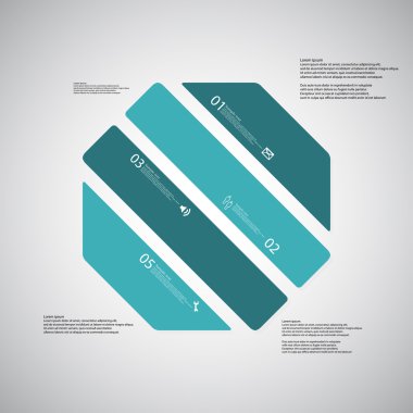 Sekizgen illüstrasyon şablonu, ışık arka plan üzerinde dört mavi bölümden oluşur