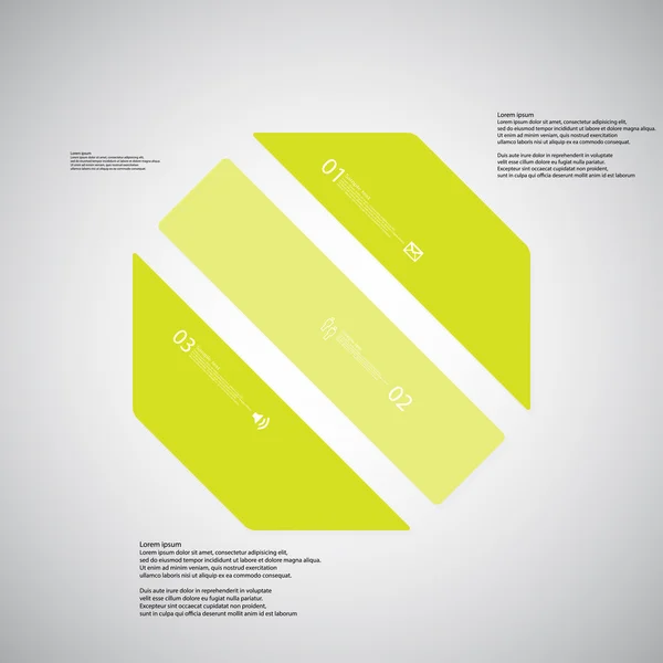 Octagon illustratie sjabloon bestaat uit drie groene delen op lichte achtergrond — Stockvector
