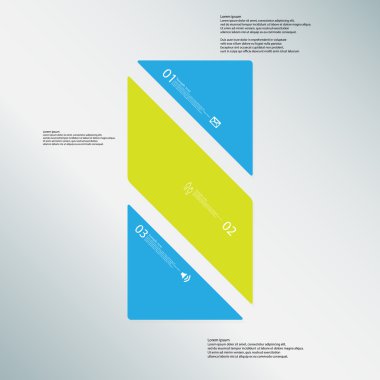 Üç renk parçalar üzerinde mavi arka plan şablonu illüstrasyon oluşur