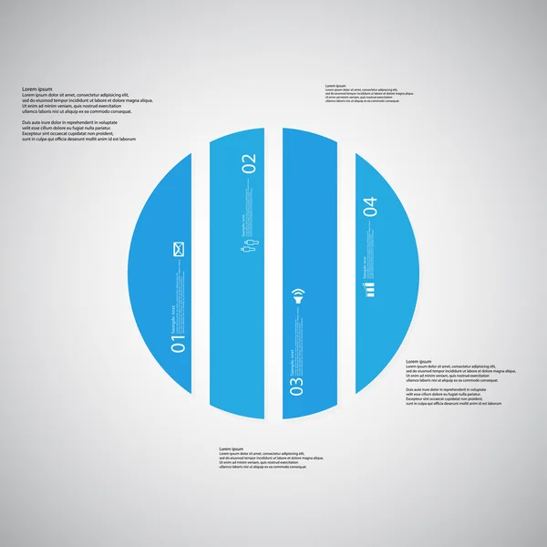 Modello di illustrazione cerchio è costituito da quattro parti blu su sfondo chiaro — Vettoriale Stock