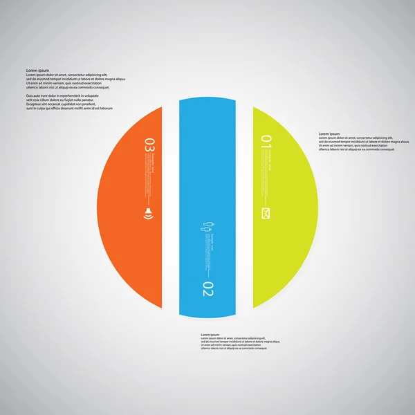 Modèle d'illustration cercle se compose de trois parties de couleur sur fond clair — Image vectorielle