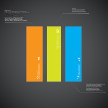 Dikdörtgen çizim şablonu koyu arka plan üzerinde üç renk parçadan oluşur