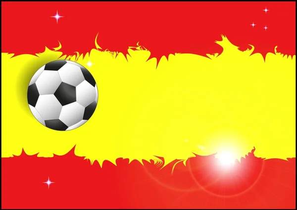 Bandera de España con balón de fútbol — Foto de Stock