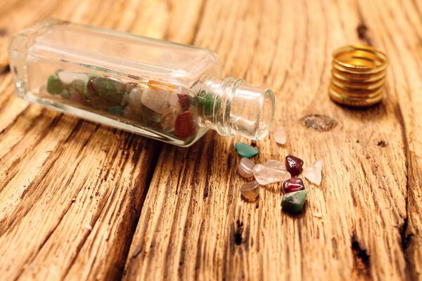 Small bottle and glass shards